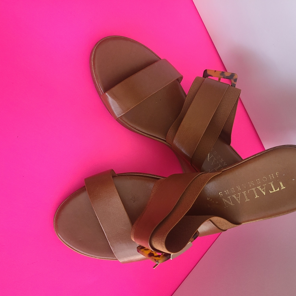 Italian Shoemakers Tan Sandals with Tortoise Accent